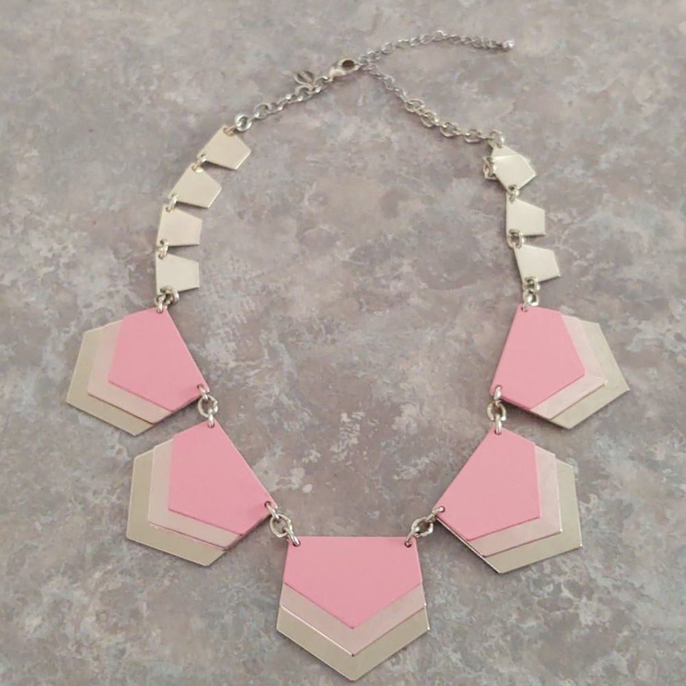 Geometric Pink and Gold Statement Necklace from Express